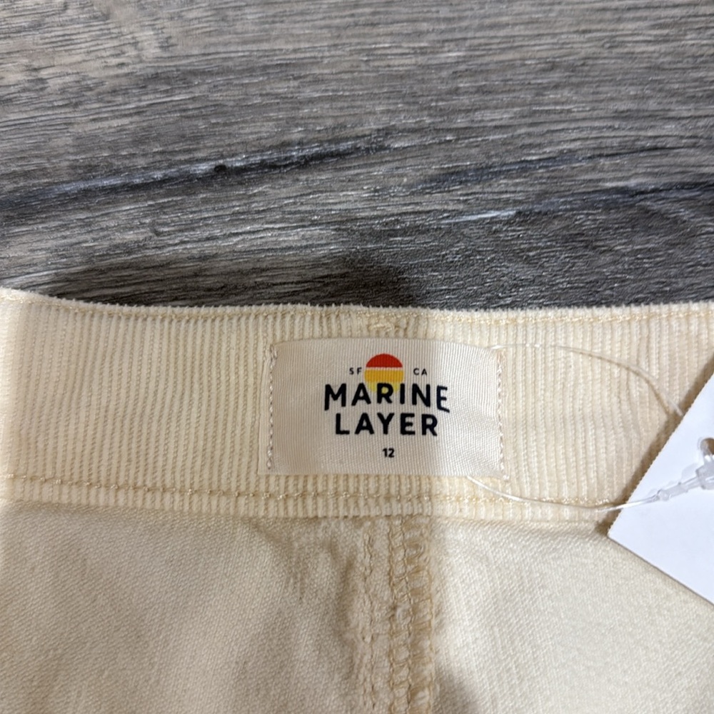 NEW • Marine Layer • Bridget Exposed Button Crop Wide Leg Corduroy Pants Cream - Picture 7 of 7